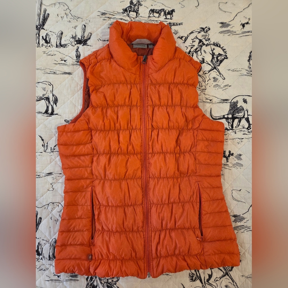 Athleta Quilted Orange Women's Vest Size Large